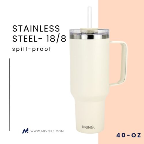 Insulated Tumbler 40 oz Drinco – Stainless Steel  (Oatmilk)